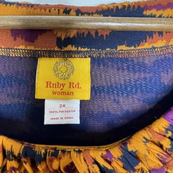 Ruby Rd Shirt Womens 2X Animal Print Pullover 3/4 Sleeve Stretch Top - Picture 3 of 6